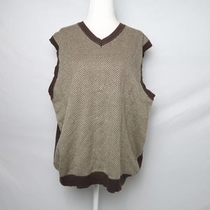 American Classics by Russell Simmons brown tan herringbone knit sweater vest L